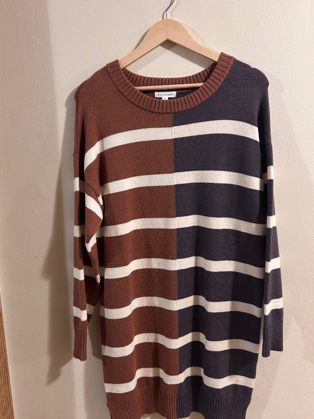 blu pepper Striped Sweater Long Comfy Cozy Fall Womens Medium